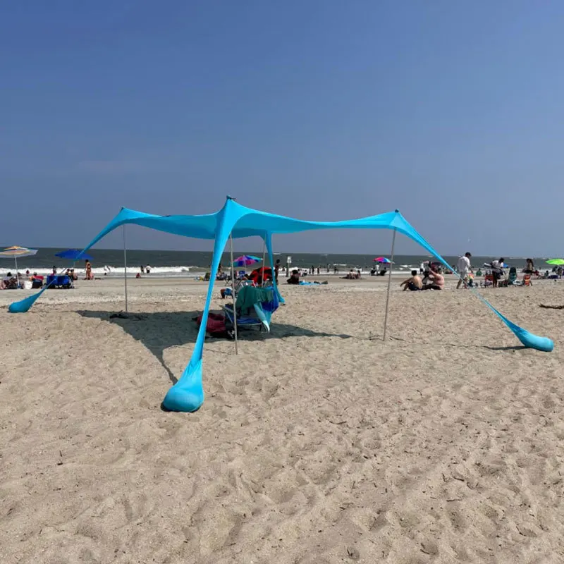 Tienda de playa portátil con protección UV, parasol individual doble de lujo para verano, cabana emergente, refugio de playa para 4 personas, arena infantil