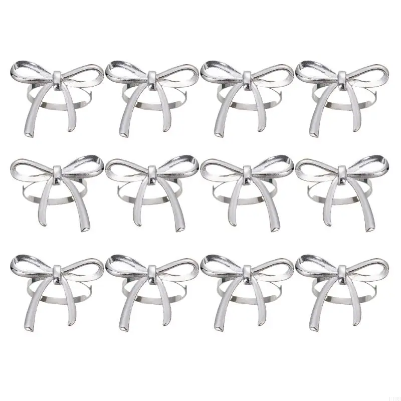 F19B 12Pcs Elegant Alloy Napkin Rings Perfect For Hosting Guests And Family Gatherings
