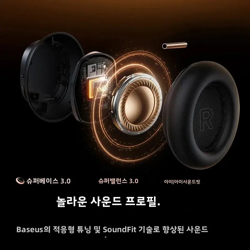 Baseus Inspire XH1 Sound by Bose ANC Wireless Headphone Bluetooth 6.1 48dB Adaptive Noise Cancellation Headset Hi-Res LDAC 100Hr - Detail Angle #03