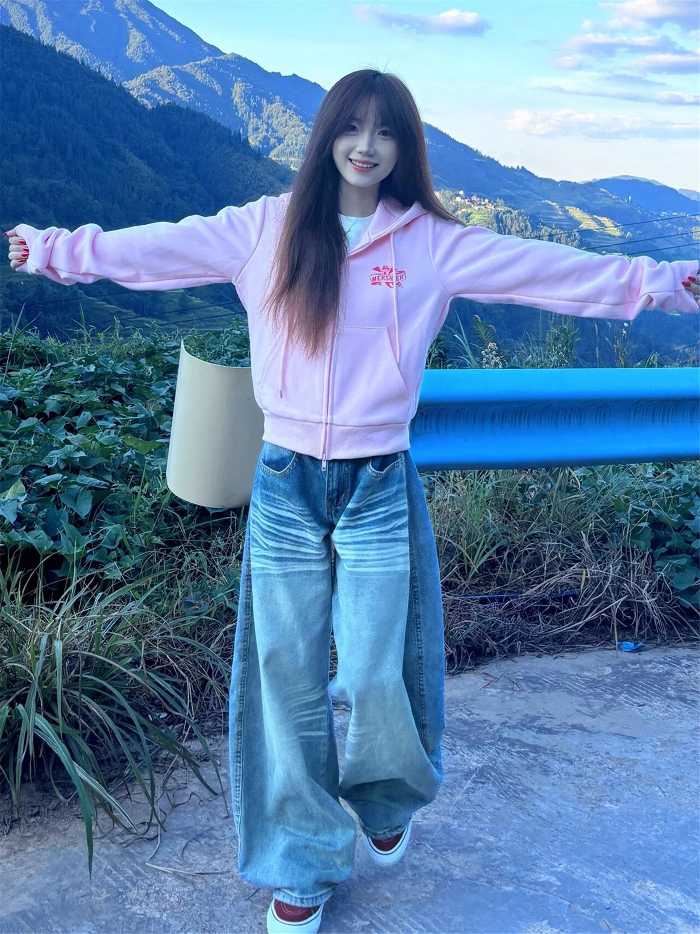 

Американские ретро-джинсы с низкой посадкой, синие, женские, свободные, утягивающие, удлиненные, широкие брюки, повседневные, из хлопка