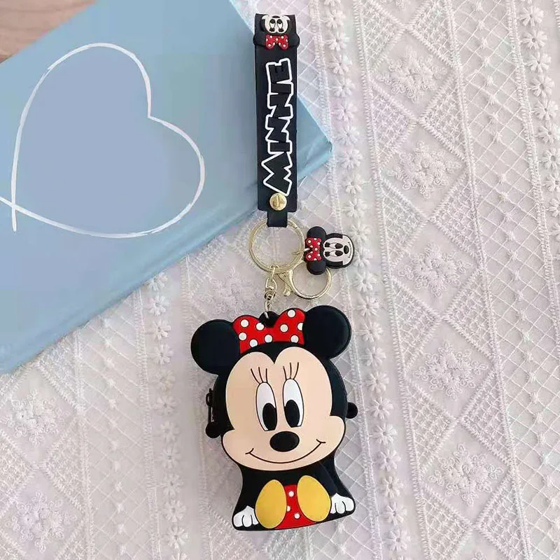 Disney-Porte-monnaie en silicone Minnie Mouse, Porte-clés, Sac de rangement pour petites choses, Doux, Créatif, Mode