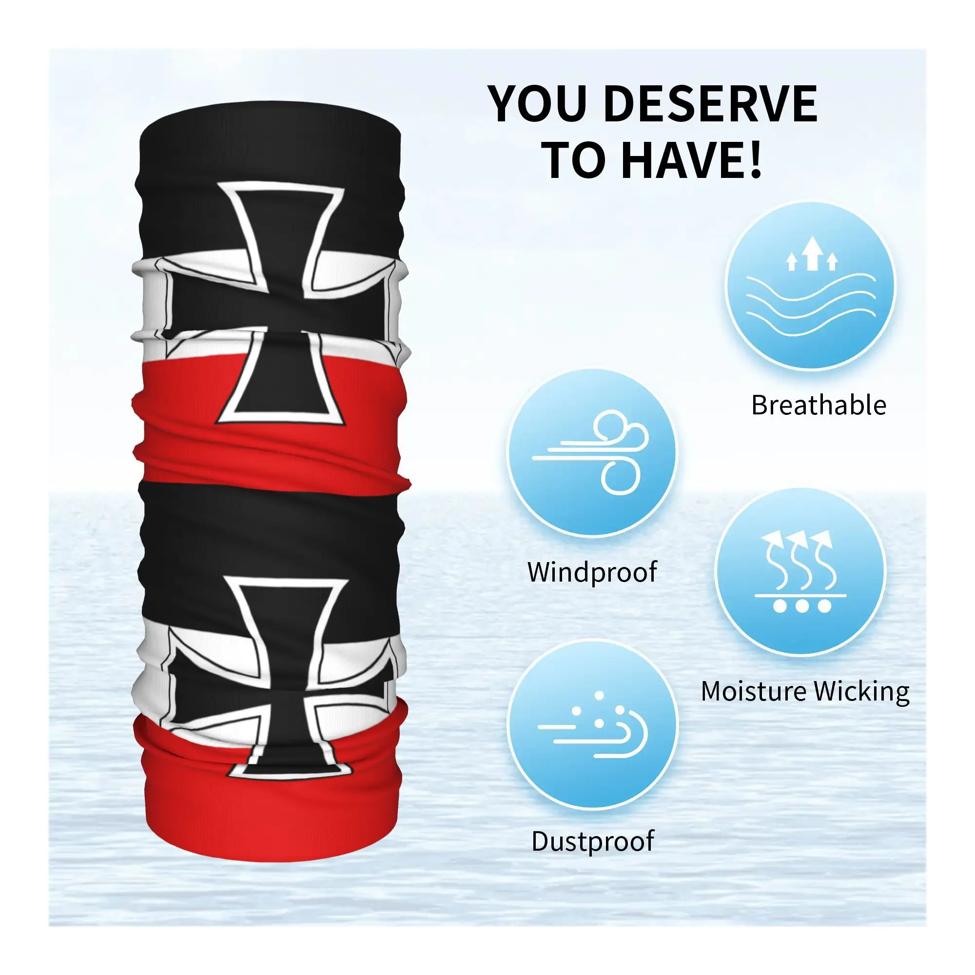 علم مخصص للإمبراطورية الألمانية باندانا الشتاء الرقبة أدفأ الرجال يندبروف التفاف الوجه وشاح العلم البحري الوطنية الجراب عقال