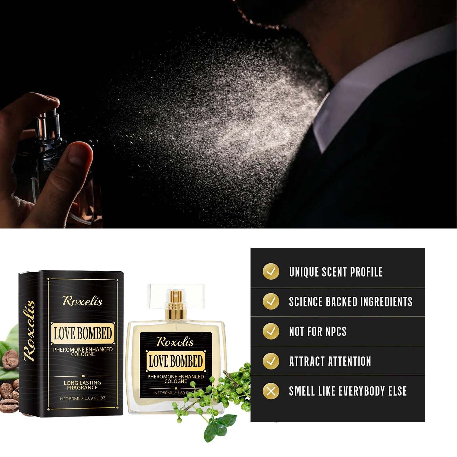 Roxalis-espray de Perfume mejorado de feromonas, fragancia fresca y ligera de larga duración, portátil, suave y no irritante