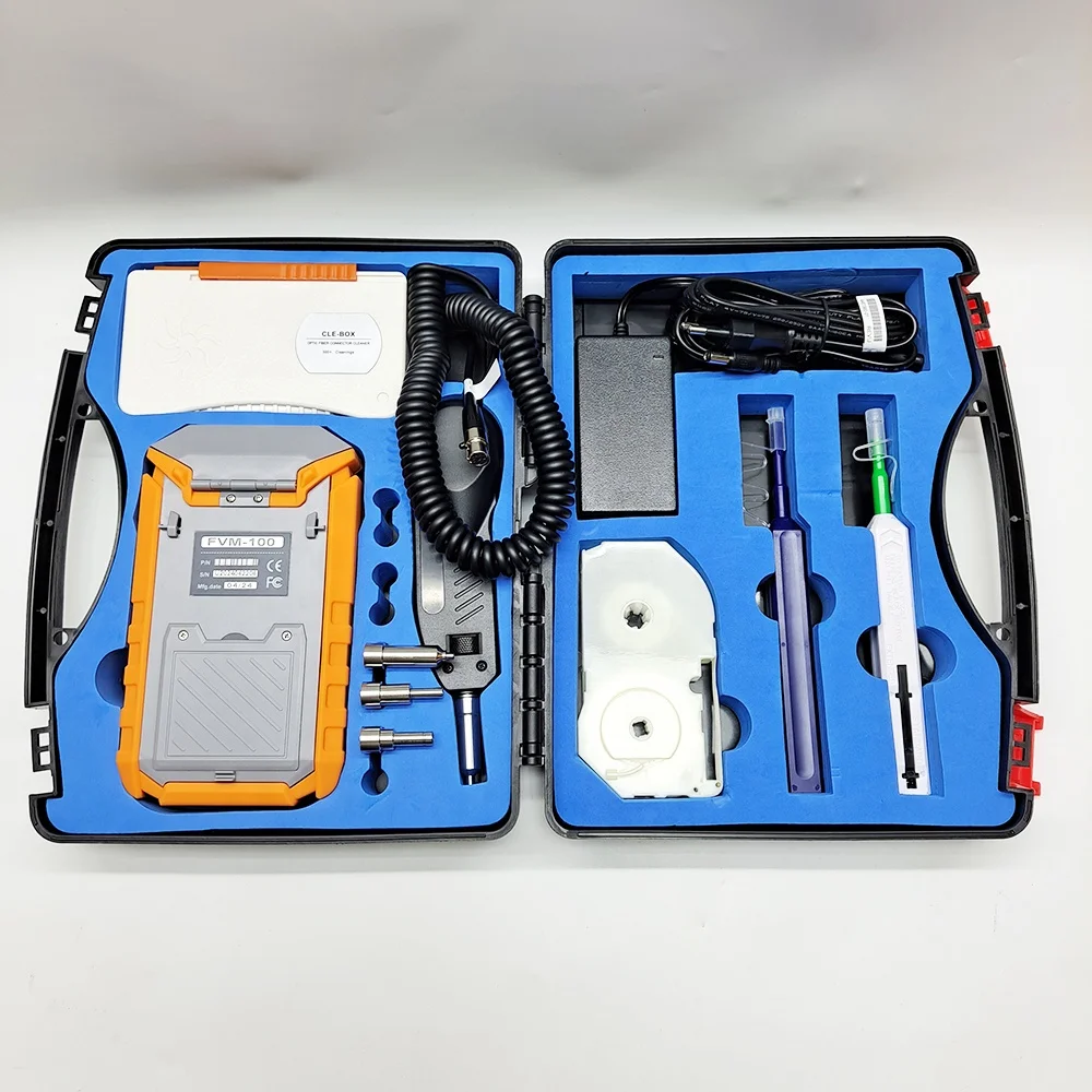 FVM-100 Fiber Optic Inspection Scope Microscope Fiber Optic End Face Inspection Detector Fiber Cleaning Tool