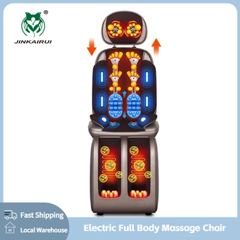 Image Jinkairui Upgrade Electric Full Body Massage Chair Neck Back Waist Leg Heated Vibration Kneading Shiatsu Cushion Seat Relaxation