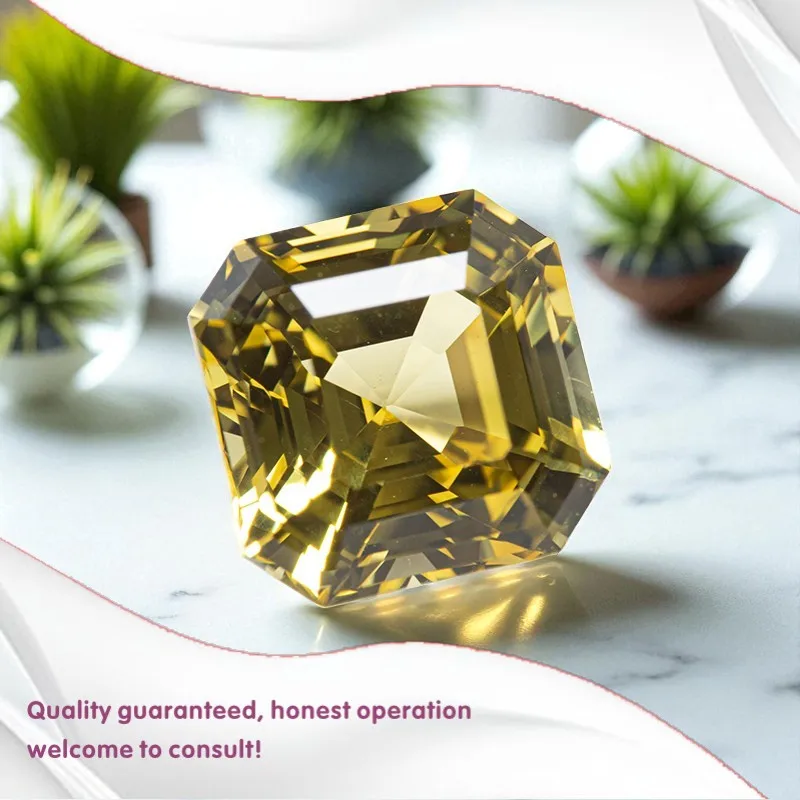 

J-Lab выращенный сапфир Asscher огранки несколько размеров желтый свободный драгоценный камень для изготовления ювелирных изделий с сертификатом AGL