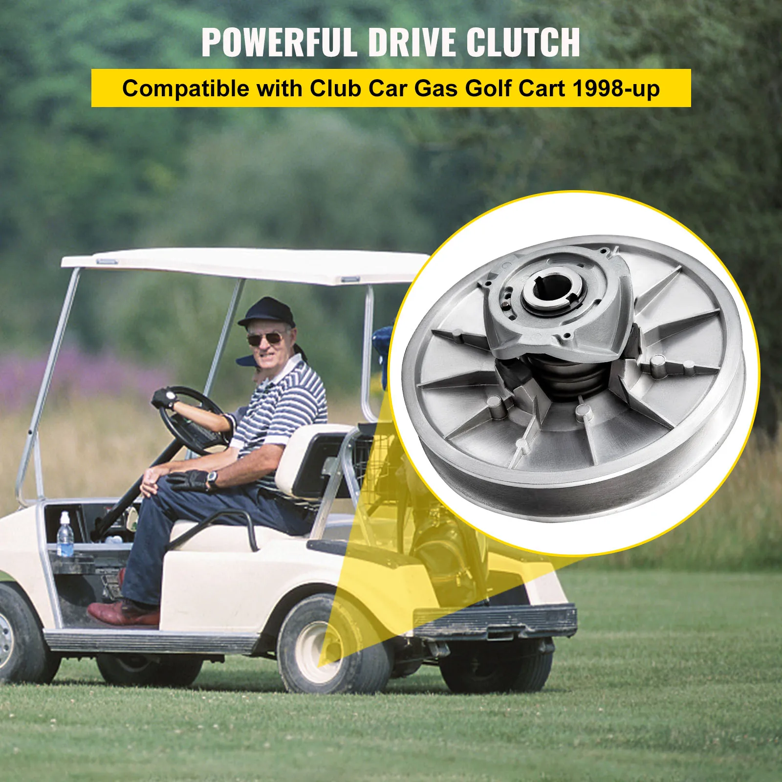 VEVOR Golf Cart High Torque Driven Clutch for Club Car DS & Precedent 1997 to Up Club Car 4-Cycle Gas Golf Cart Model Silver