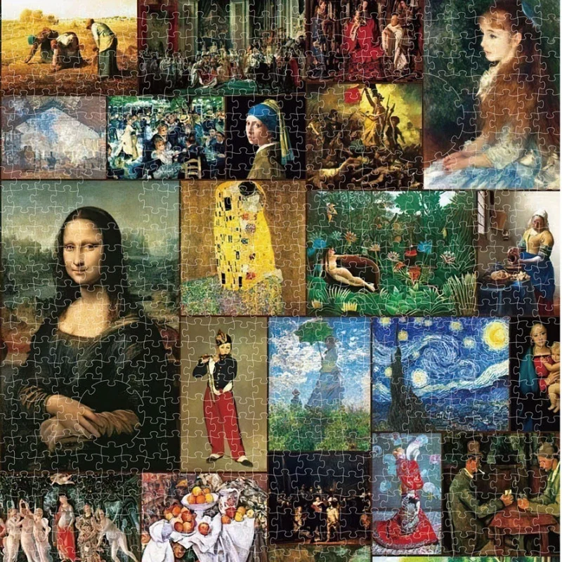 80*60cm 1500pcs Paper Jigsaw Puzzle The Forty World Famous Paintings Figure Statue Painting Stress Reducing Toys Christmas Gift