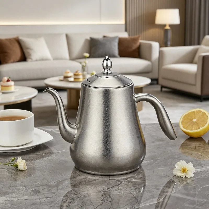 304 Stainless Steel Tea Kettle Teapot Pot Server Hammered Vintage Large Capacity Induction Cooktop Durable Rustproof Kitchen