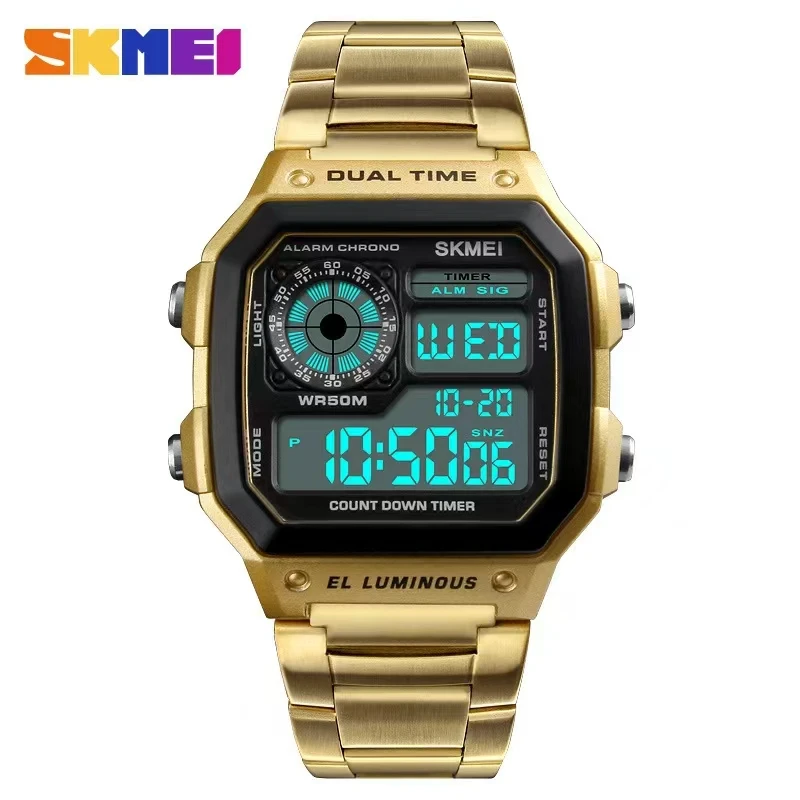 Fashionable and trendy electronic watches Personality square number rose gold men\'s square watch