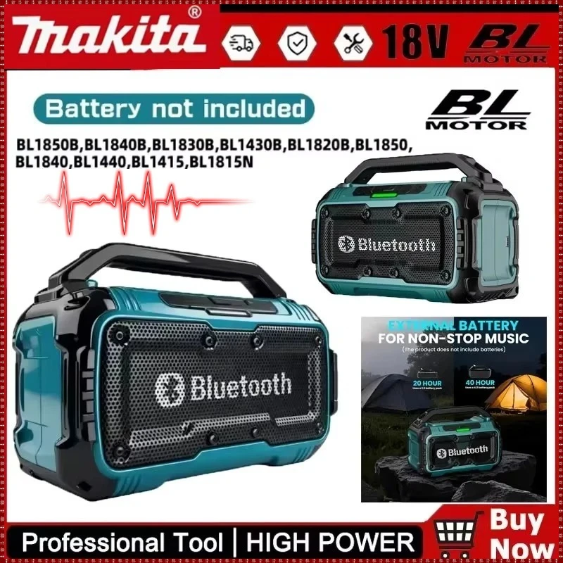 

Беспроводная Bluetooth-колонка Makita, портативные колонки с объемным звучанием, двухканальный сабвуфер, громкоговоритель для аккумулятора Makita