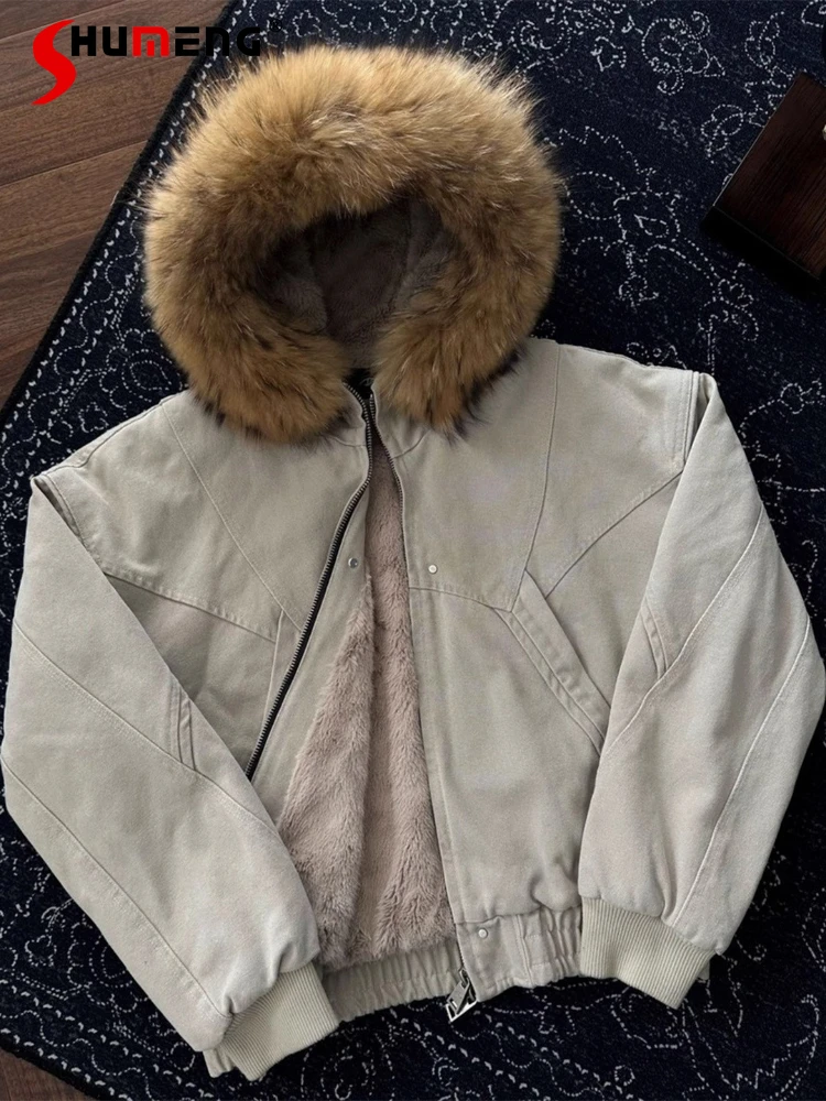 

Модные мужские парки со съемным воротником из искусственного меха, новинка зимы 2025 года, утепленные теплые модные парки, модные мужские однотонные пальто с капюшоном