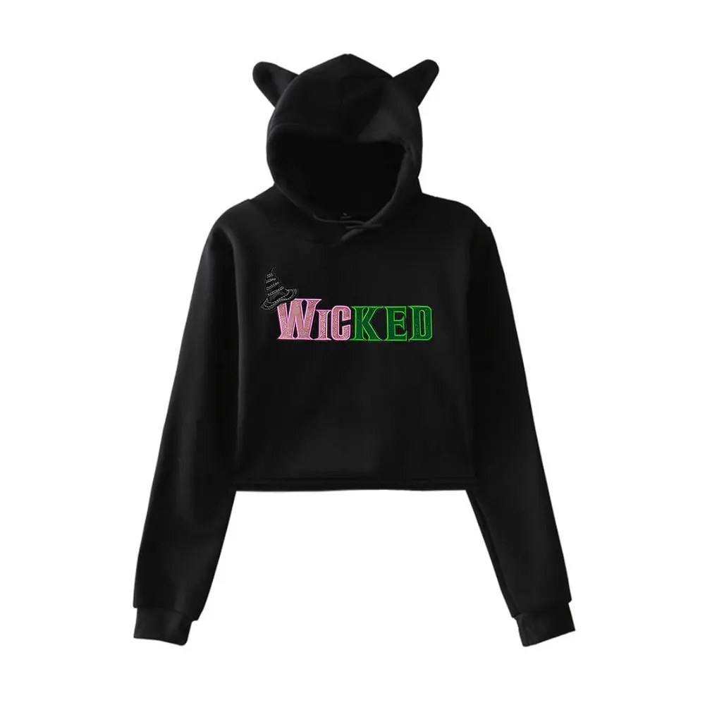 Wicked Hoodies Merch Pullovers Women Men Casual Sweatshirts Sports Sweatshirts for Girls Cat Ear Crop Fashion Pullover Outwear