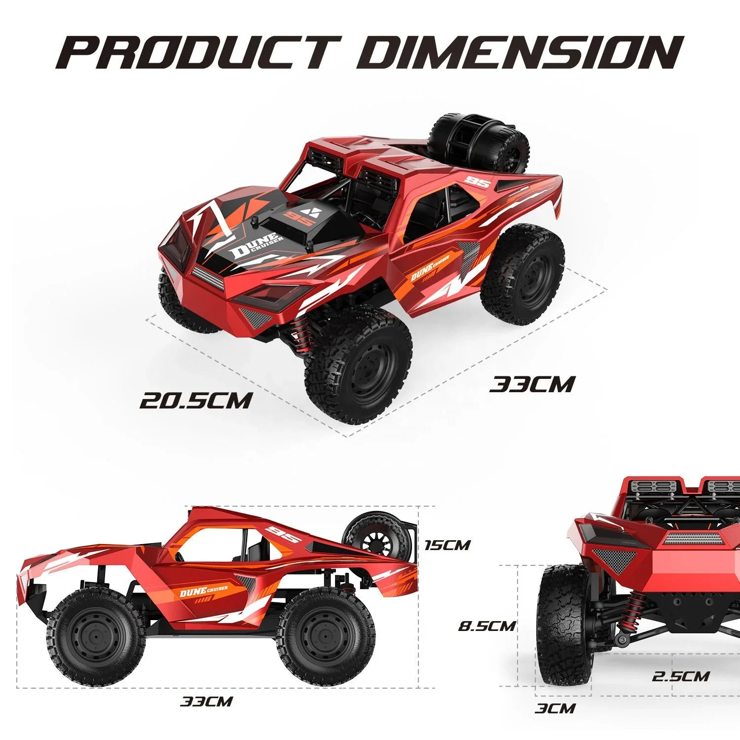 Camion tout-terrain RC 9503E 1/16 4WD, 2.4G, 40 KM/H, jouet d'escalade et de course à grande vitesse