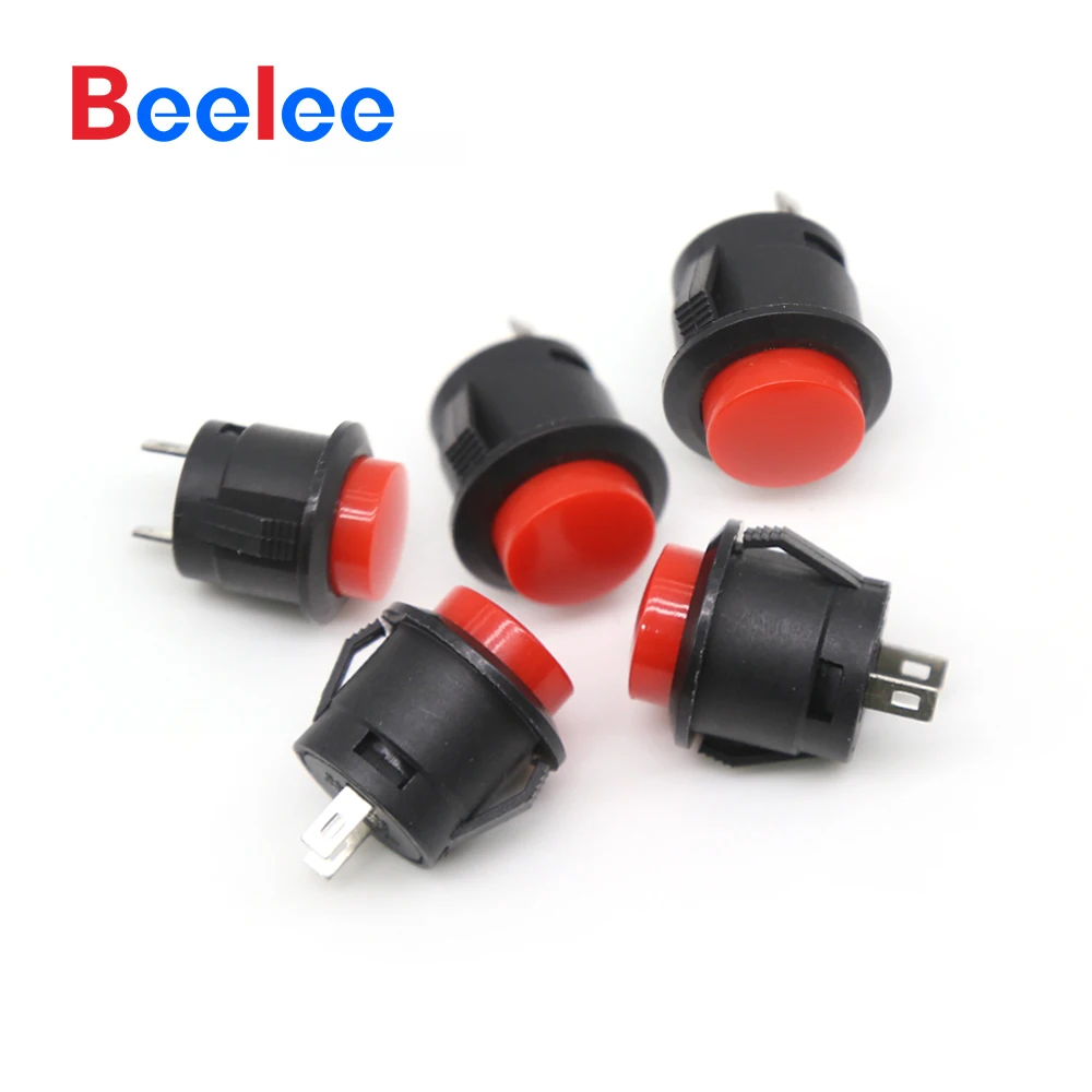 50PCS Beelee 19*13mm Red Round Push Button Switch Momentary With 1NO1NC Combination Max Voltage 250V