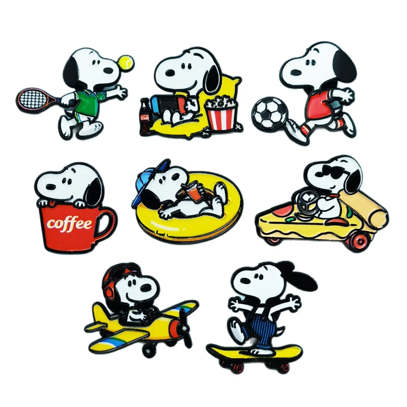 8pcs cartoon brooch acrylic cute animal shaped pilot football creative fun pin student bag image 6