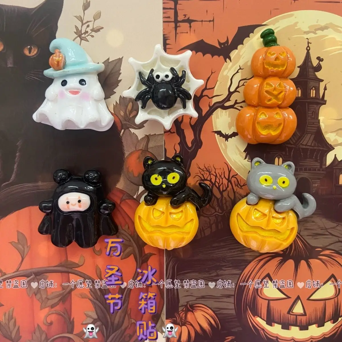 6pcs Halloween Fridge Sticker，Cute Pumpkin Ghost Fridge Sticker Polaroid Fixed Magnet， Diy Decoration Kitchen Accessories