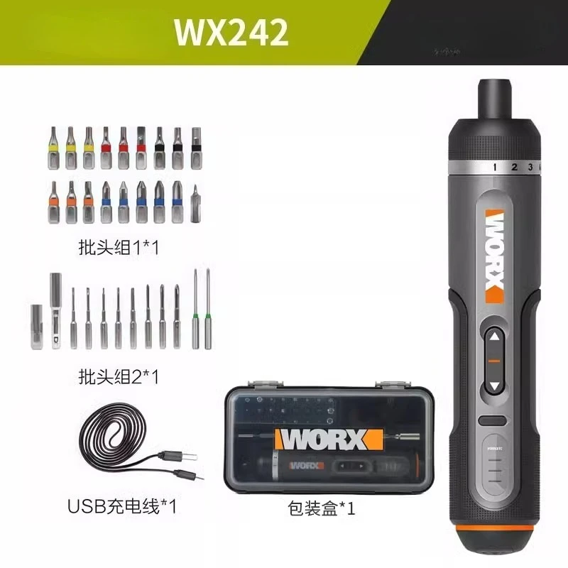 WORX 4 В мини-набор электрических отверток WX242 умные беспроводные электрические отвертки USB перезаряжаемая ручка набор 30 бит дрель инструмент