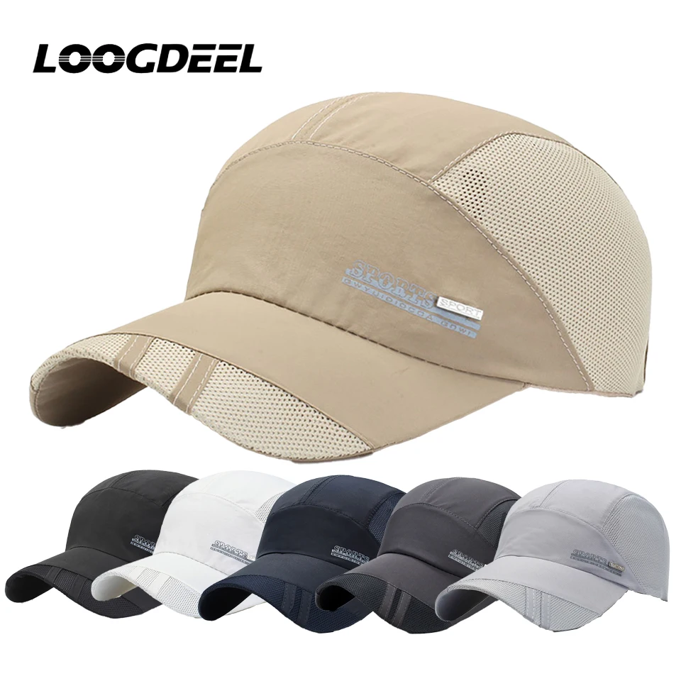 

LOOGDEEL козырек спортивная крутая модная популярная уличная мужская и женская регулируемая быстросохнущая шапка для бега бейсбольная летняя сетчатая кепка