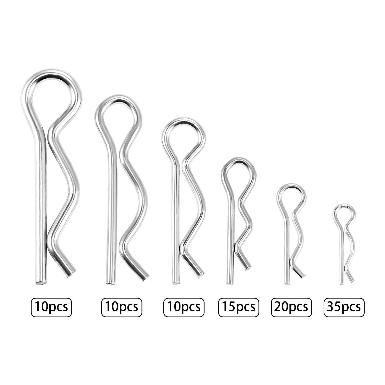 100pcs/box Carbon Steel Cotter R Pins Zinc Plated Hitch Pins Lock Spring Fastener Assortment Kit Retaining Pin Hairpin 6 Size