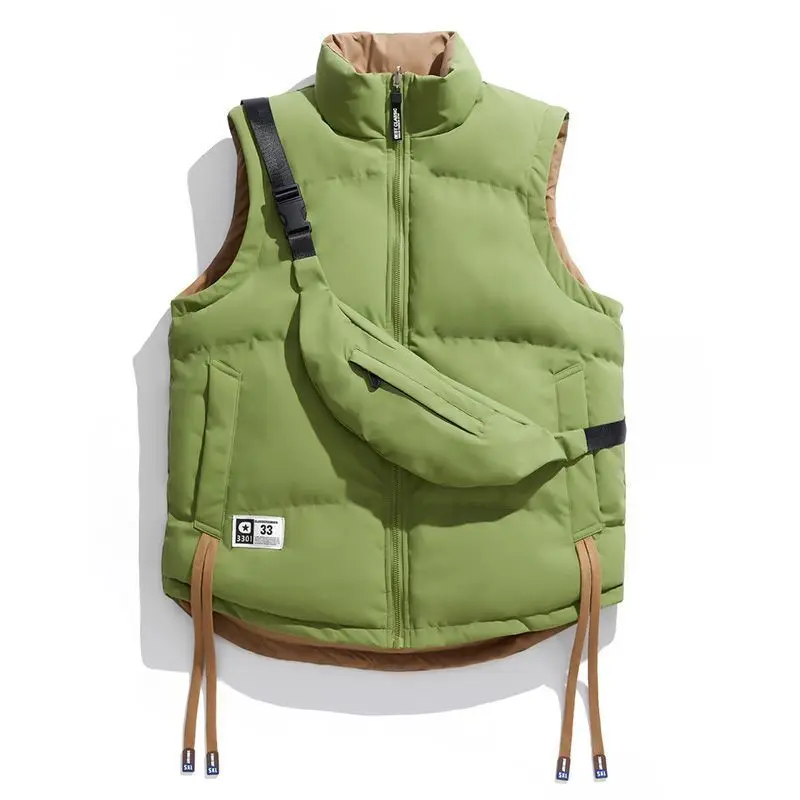 Unisex Autumn Winter Reversible Vest Double Sided Men's Zip Up Coat for Couples Lightweight Warm Layering Option