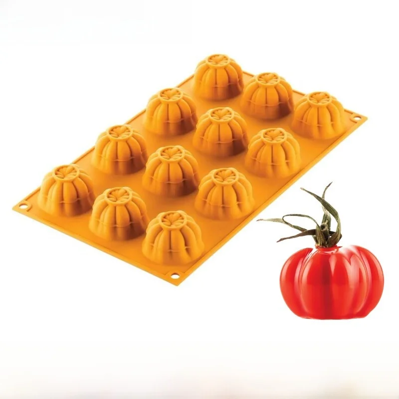 Silikomart Molde de Silicona para Tomates de 12 Cavidades, Molde para Pastel Estilo Chino Tradicional, Herramientas de Repostería DIY, Recomendado Lavar a Mano, Antiadherente