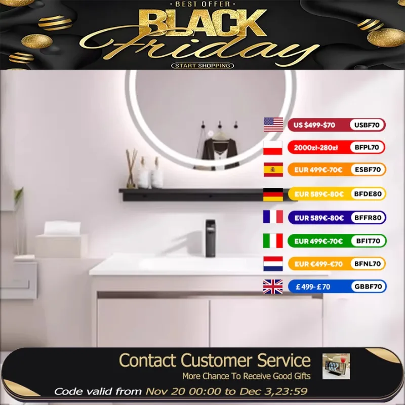 

White Mirror Luxury Bathroom Cabinet Nordic Round Hotel Makeup Bathroom Cabinet Vanity Armoire Salle De Bain Home Furniture