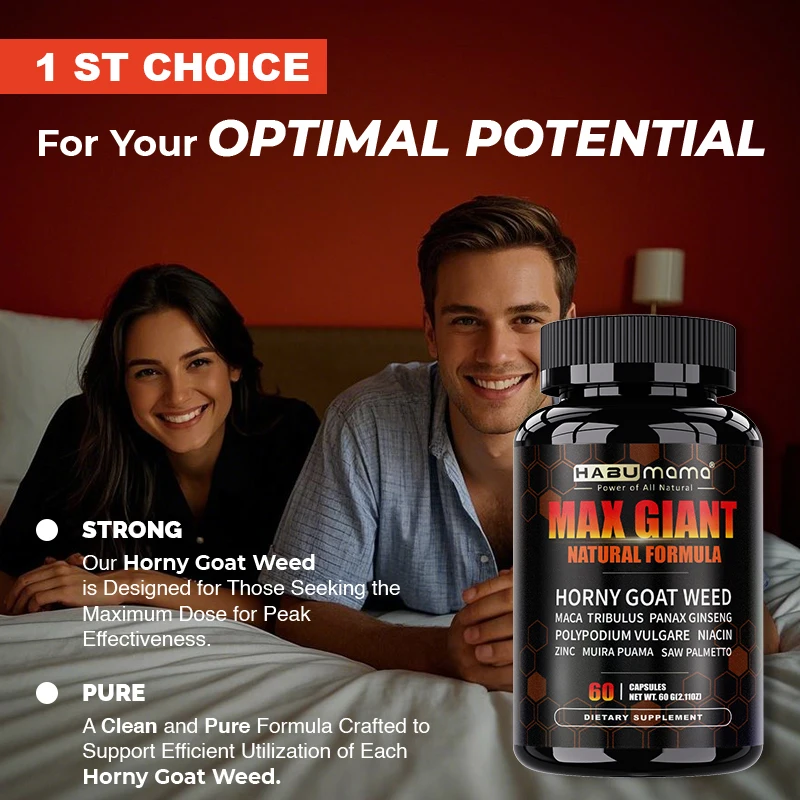 مكمل عشبة الماعز المتقدم من HABUMAMA مع الماكا، Tribulus Terrestris، صحة الرجال | مجمع الأعشاب #4