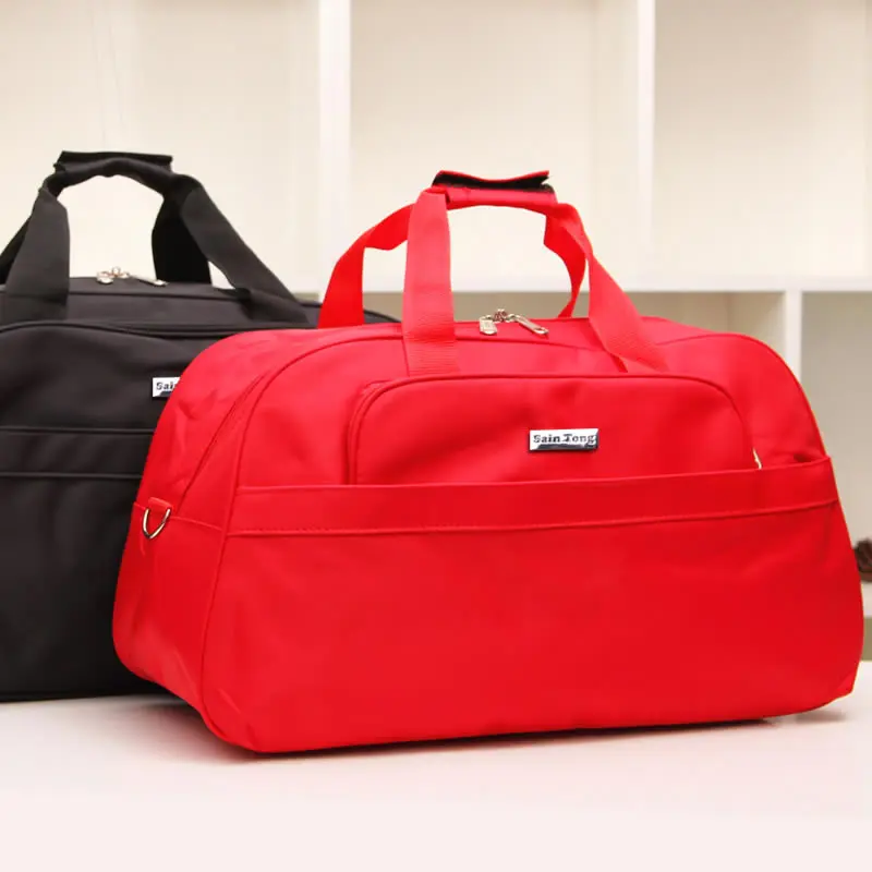 

Large Capaci Red Travel Bag Women's Handheld ort Trip Lage Bag Nylon Pure Color Korean Sle Foldable Travel Bag