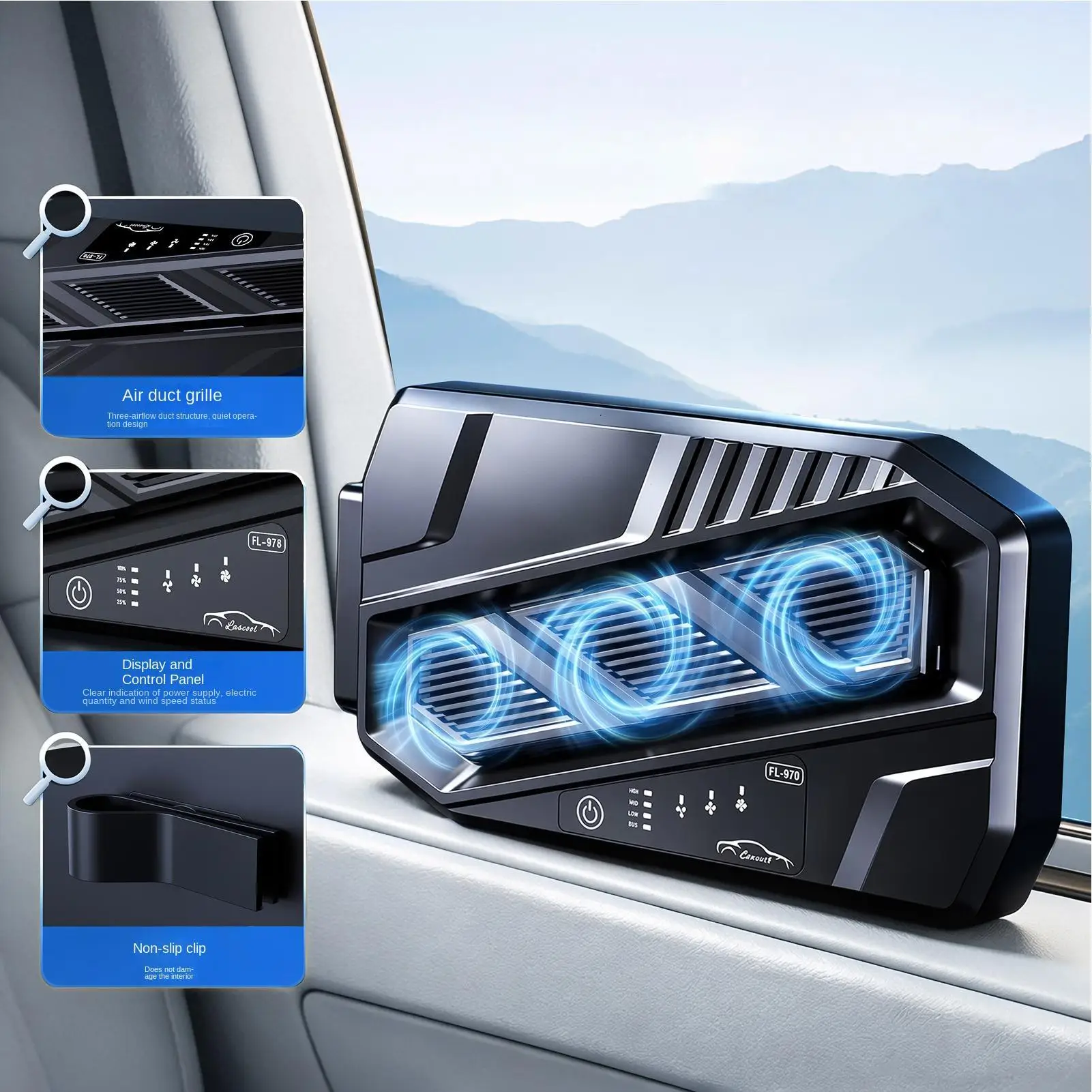 For  RV Car Window Vent Fan Odor Removal 360 Degree Adjustable Air Circulation Car Ventilator Exhaust Fan For RV Sedan Truck