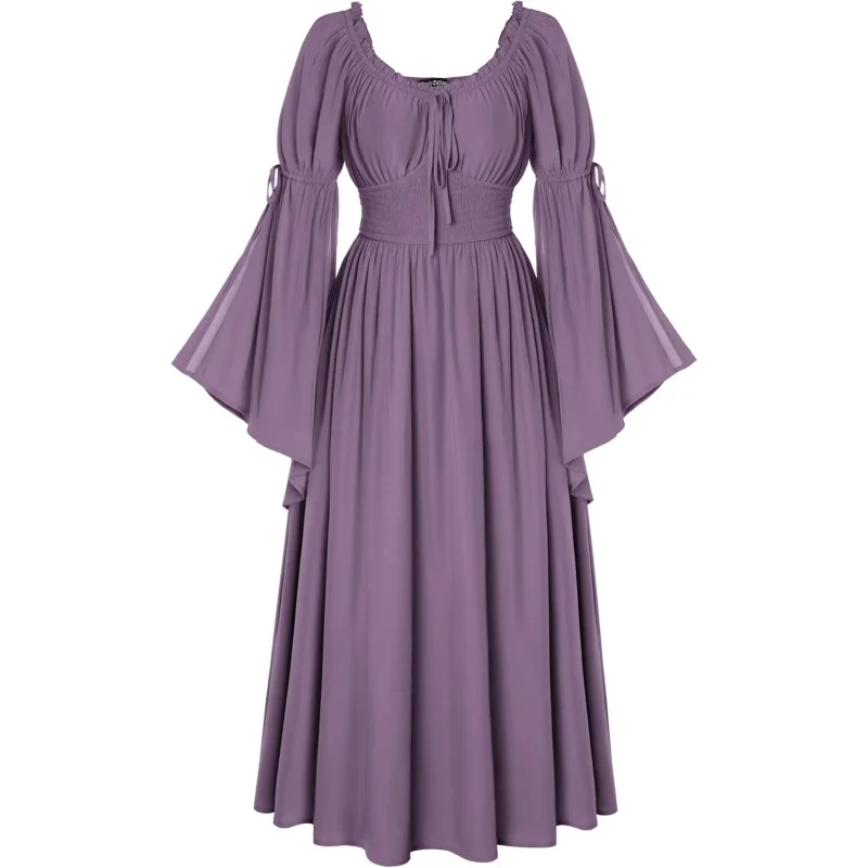 

Renaissance Dress for Women Medieval Peasant Dress Long Bell Sleeve Dresses