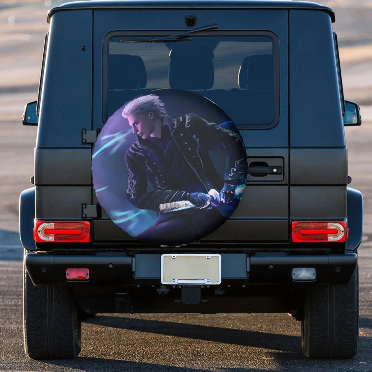 Custom Vergil From The Devil May Cry Series Spare Tire Cover for Car Vehicle 4x4 Wheel Protector Covers 14