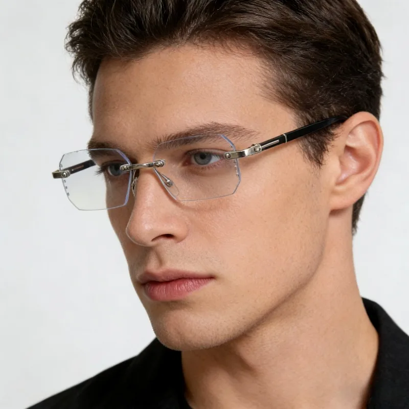 1PC Unisex Rimless Cut Edge Anti-Blue Light Glasses, Stylish Digital Screen Eyewear