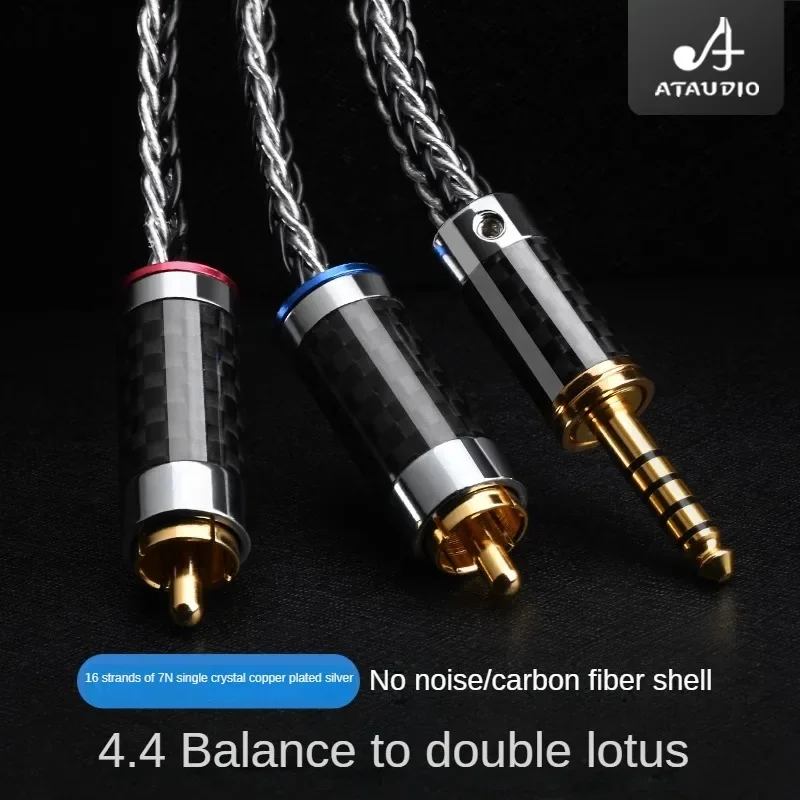 Fever Grade 4.4 turn Double Lotus 2RCA HiFi Single Crystal Copper Silver Plated 4.4mm Balanced one Minute two audio cable