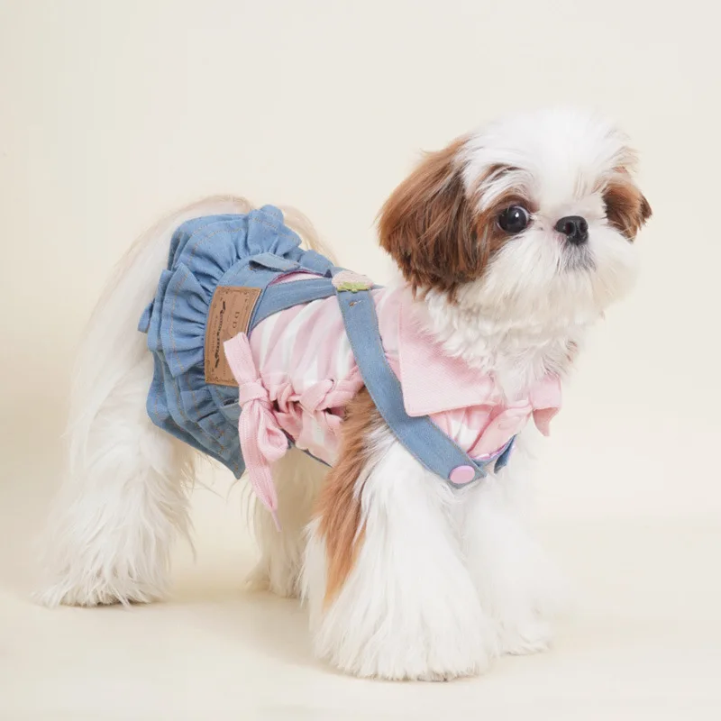 Dog Denim Strap Skirt Pet Clothing Pet Spring/summer Small Dog Denim Strap Skirt Dog Dresses for Small Dogs Clothes Designer