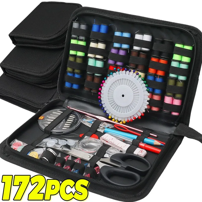 Sewing Kit Set With Portable Box Multifunctional Sewing Accessories Including Threads Needles Scissors Home DIY Embroidery Tools