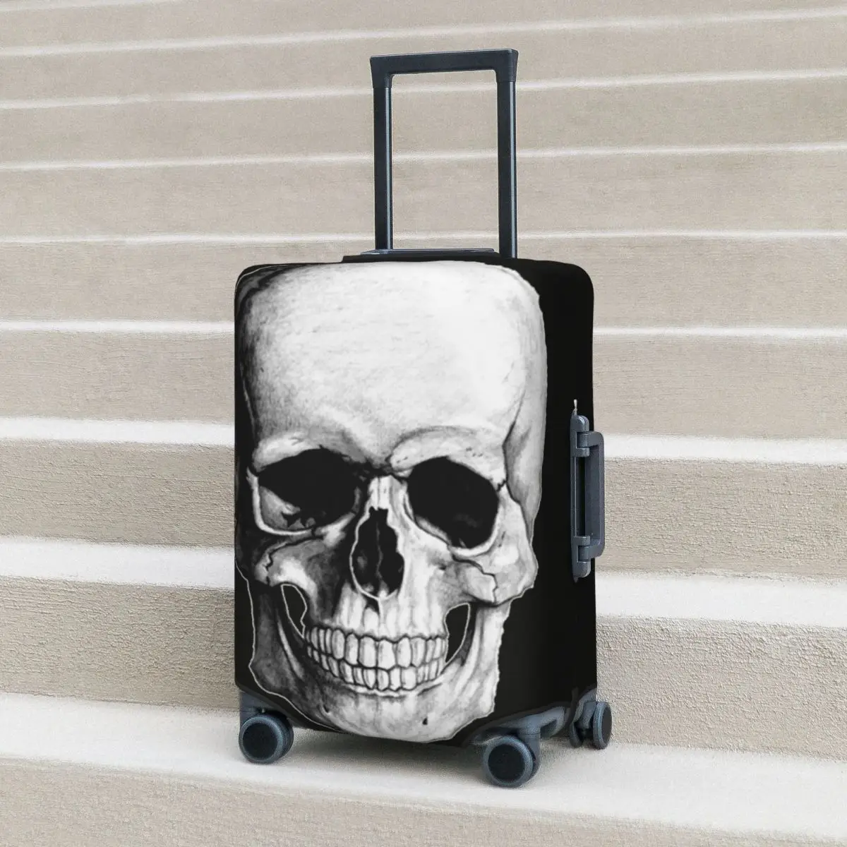 

Pp Bones Skull Head Rivet Double Shoulder Suitcase Cover Skull Travel Protector Flight Fun Luggage Case