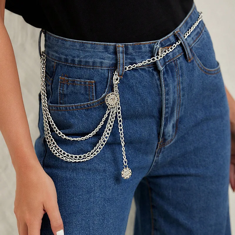 Simple and Versatile Casual Women's Multi-layer Lightweight Pants Chain Metal Waist Chain