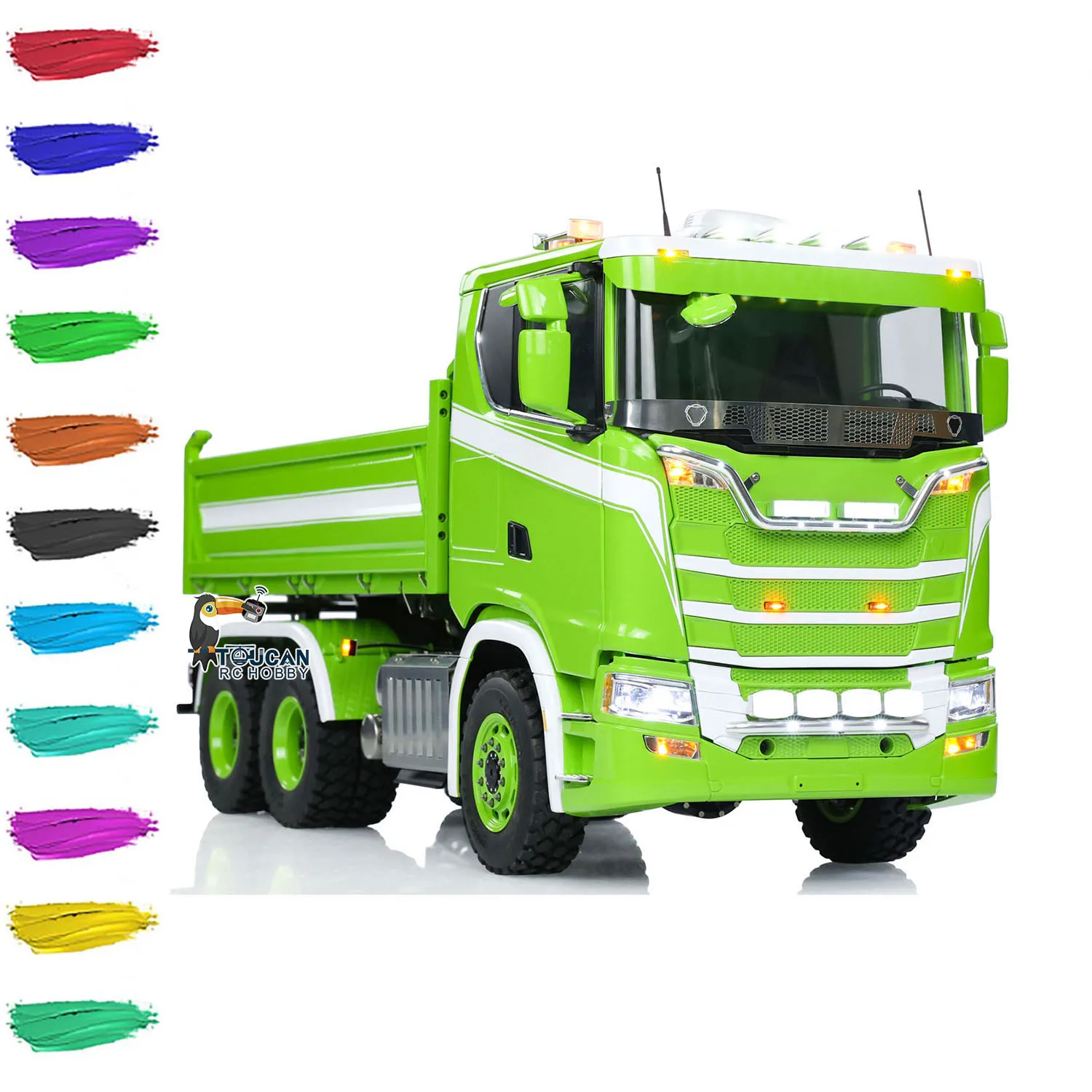 LESU 1/14 770S 6x6 RC Hydraulic Dumper Truck 3-way Remote Control Tipper Metal 3Axles Tipper Painted Light Sound System Model