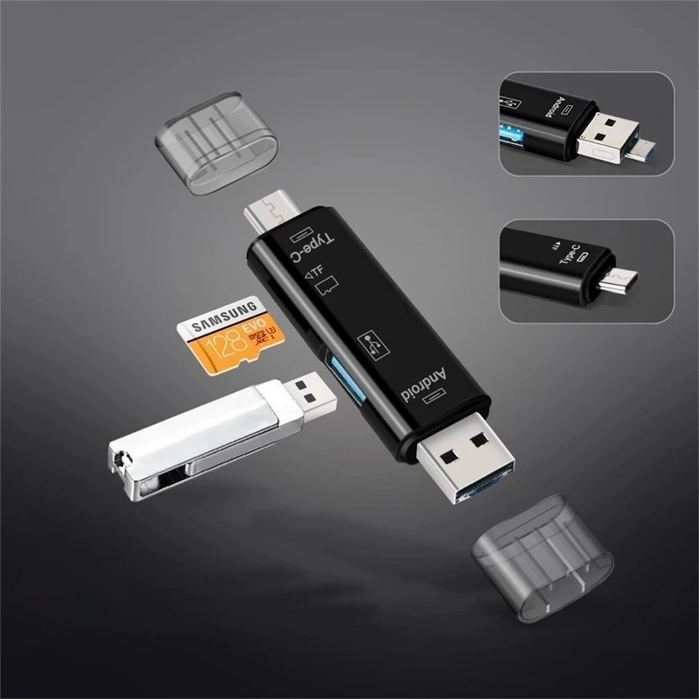 5 in 1 Multifunction Usb 2.0 Type C/Usb /Micro Usb/Tf/SD Memory Card Reader OTG Card Reader Adapter Mobile Phone Accessories