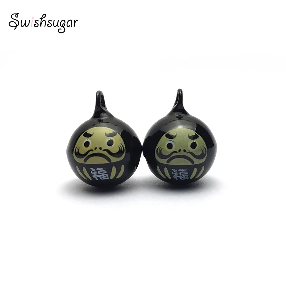 Round Daruma Lucky Bell Charm For Bracelet Necklace Keychain Pendant DIY Craft Accessories Gift Favors