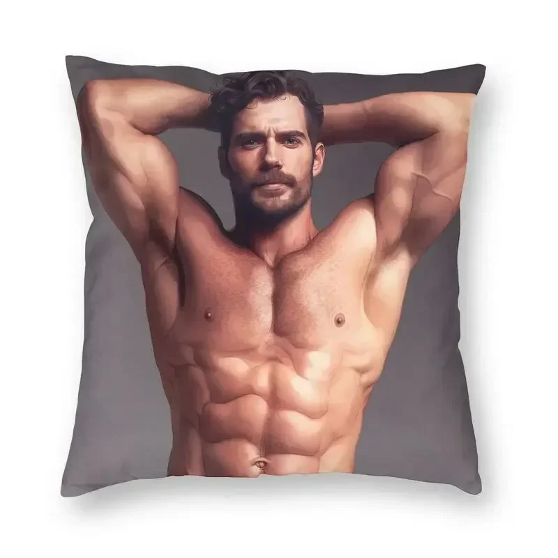 Vibrant Sexy Hunk Muscled Man Pillow Cover Home Decor 3D Two Side Printed Tempting Guy Pride Muscle Cushion Cover for Car