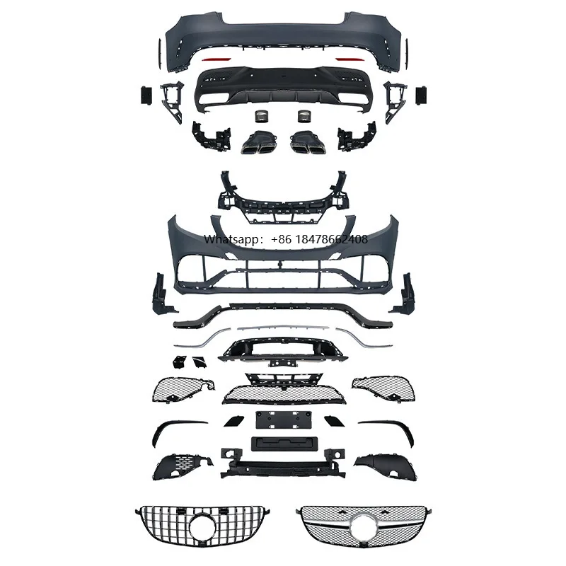 

Full GLE63 Body Kit for W166 Convertible 63 Regular Model Bumpers Grille Exhaust Pipe Front Upgrade Body Kits