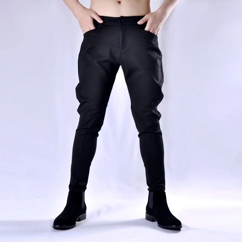 

Autumn Winter Personalized Pants Version Of Casual Pants Slim Feet Haren Pants men's Elastic Riding Riding Pants Motorcycle Boot