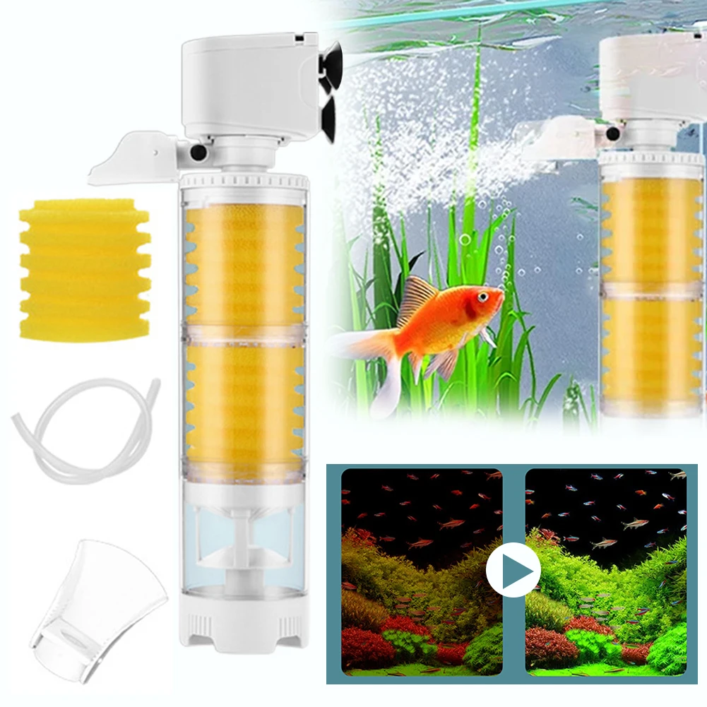 Ultimates Tank Filter Ultra Quiet Fish Tank Filtration Pump 3 in 1 Multifunction Internal Aquarium Filter Pump