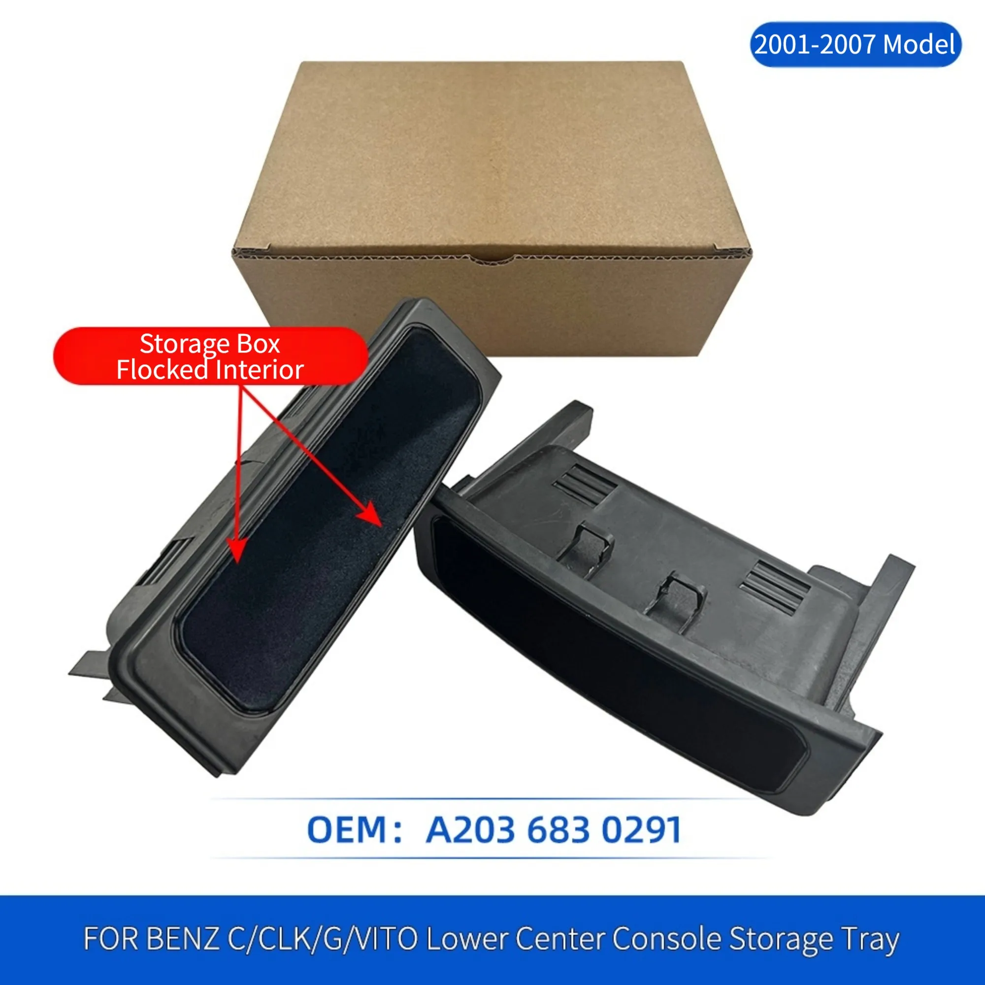 Lower Storage Bin Center Console Storage Tray Wearproof Plastic Material Noise Reducing Design For Mercedes-Benz C-Class W203