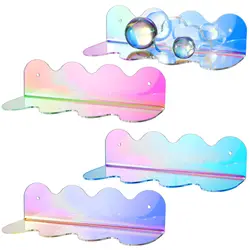 Acrylic Floating Shelves,Iridescent,Wavy,Wall Mounted Display Stand for Plants Toy Makeup, Shelves with Screw, Living Room Decor