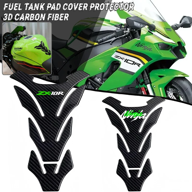 

3D Carbon Fiber Motorcycle Fuel Tank Pad Cover Protector Decal Stickers For ZX10R ZX-10R ZX 10R
