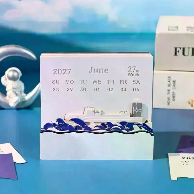 [MA]Time Piece Calendar 2027 Desk Calendar 3D Tear-away Calendar Paper Carving Art Memo Pad Notepad Christmas Desktop Decoration