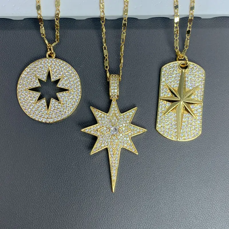 Fashion Delicate Eight Pointed Star Charms Necklace For Women Hollow Creative Zircon Pendant Jewelry Party Best Gifts NEW